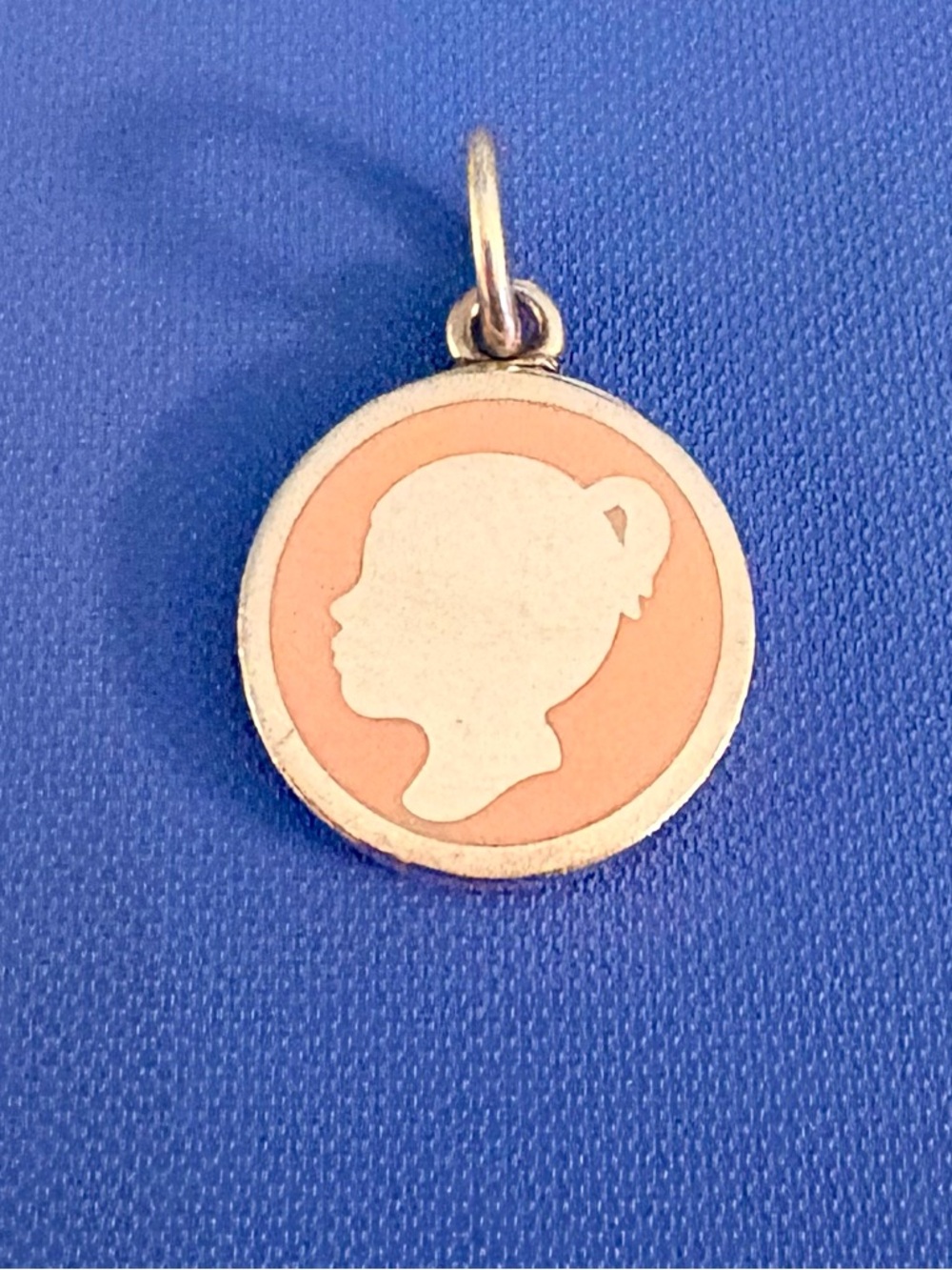 Tiffany & Co silver and pink enamel girl silhouette charm